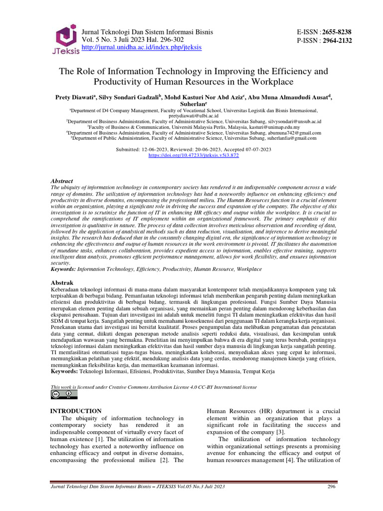 The Role Of Information Technology In Improving The Efficiency And