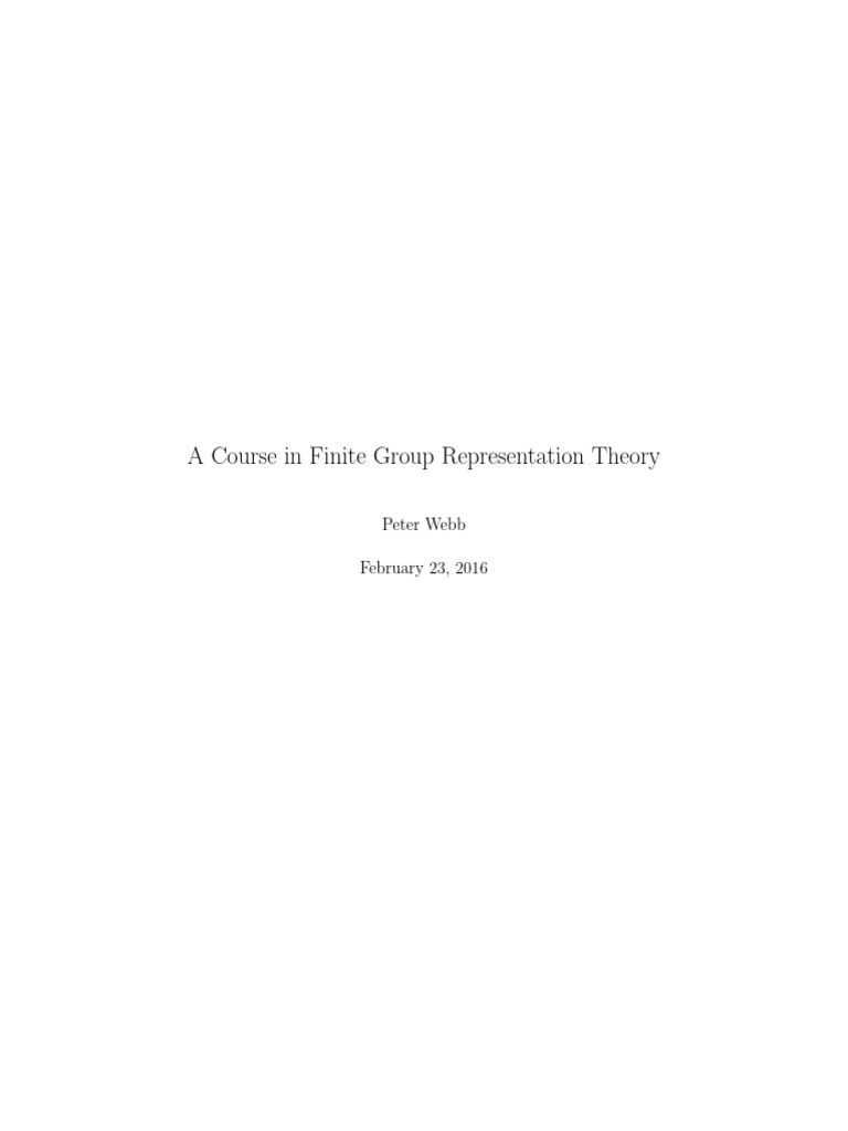 Finite Group Representation Theory Guide | PDF | Representation Theory ...