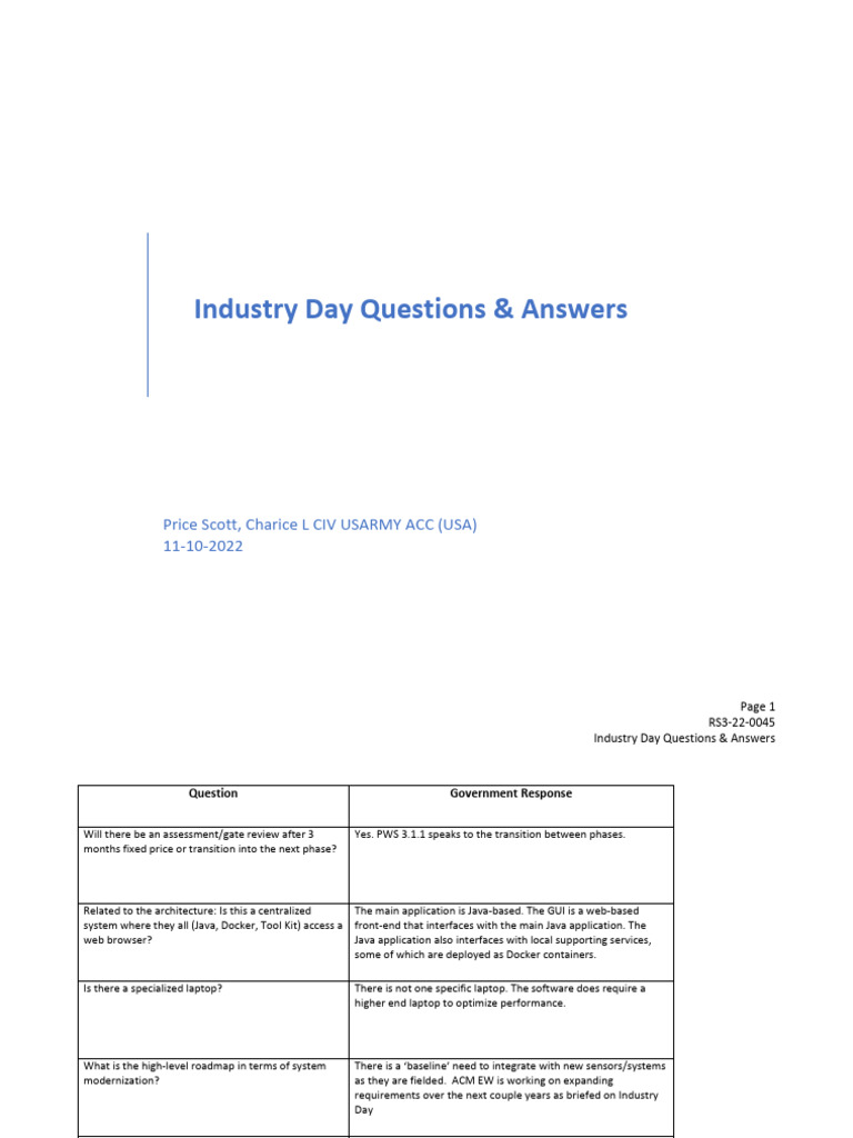 Industry day q and a pdf agile software development databases