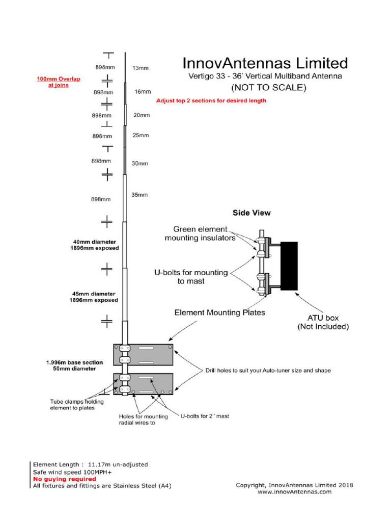 InnovAntennas Limited Vertigo 33 36 39 Vertical Multiband Antenna | PDF
