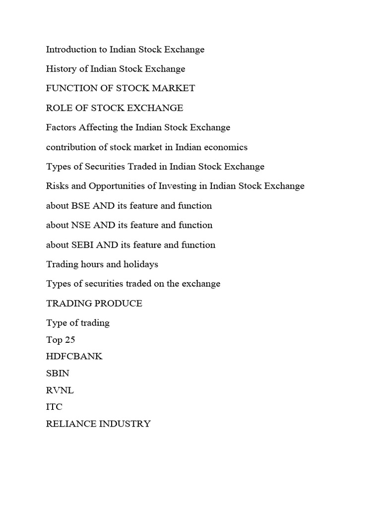 Introduction to Indian Stock Exchange | PDF | Stock Exchange | Stocks