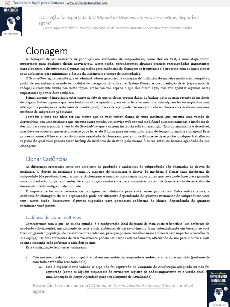 Práticas de Clonagem no ServiceNow | PDF | Linguagem de script | Clonagem