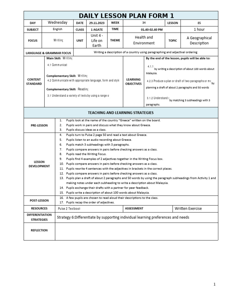 Lesson plan kbat pdf lesson plan paragraph