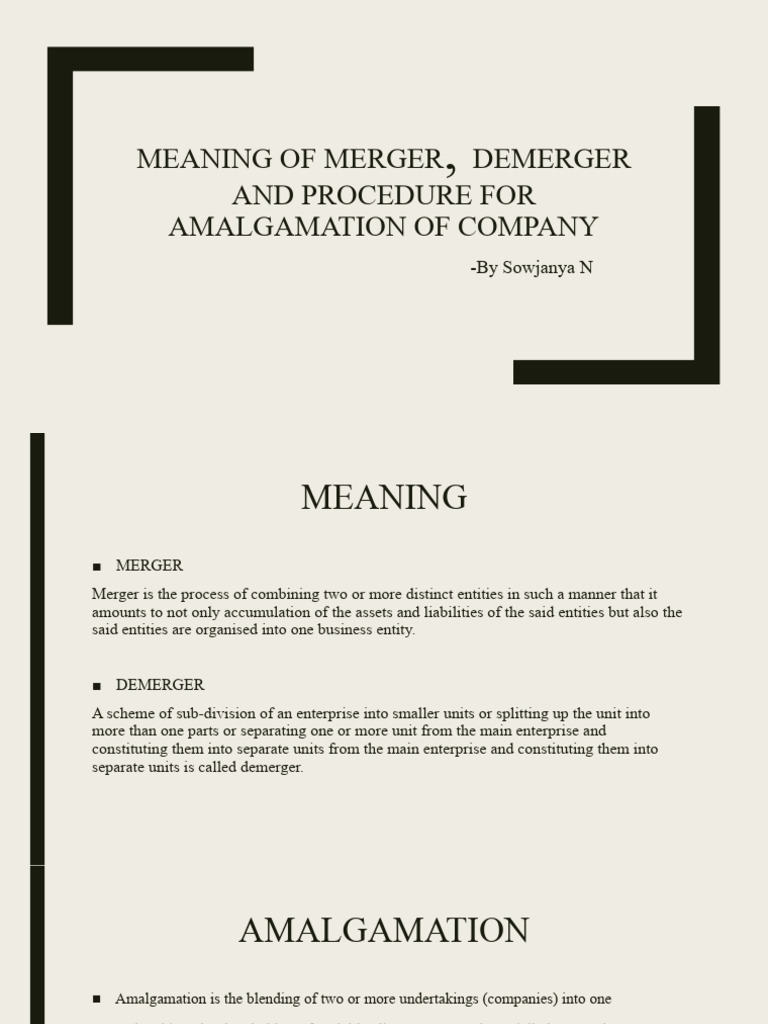 Meaning of merger demerger and procedure for pdf