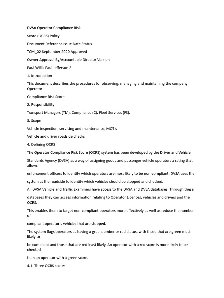 DVSA Operator Compliance Risk - 2 | PDF | Transport | Driving