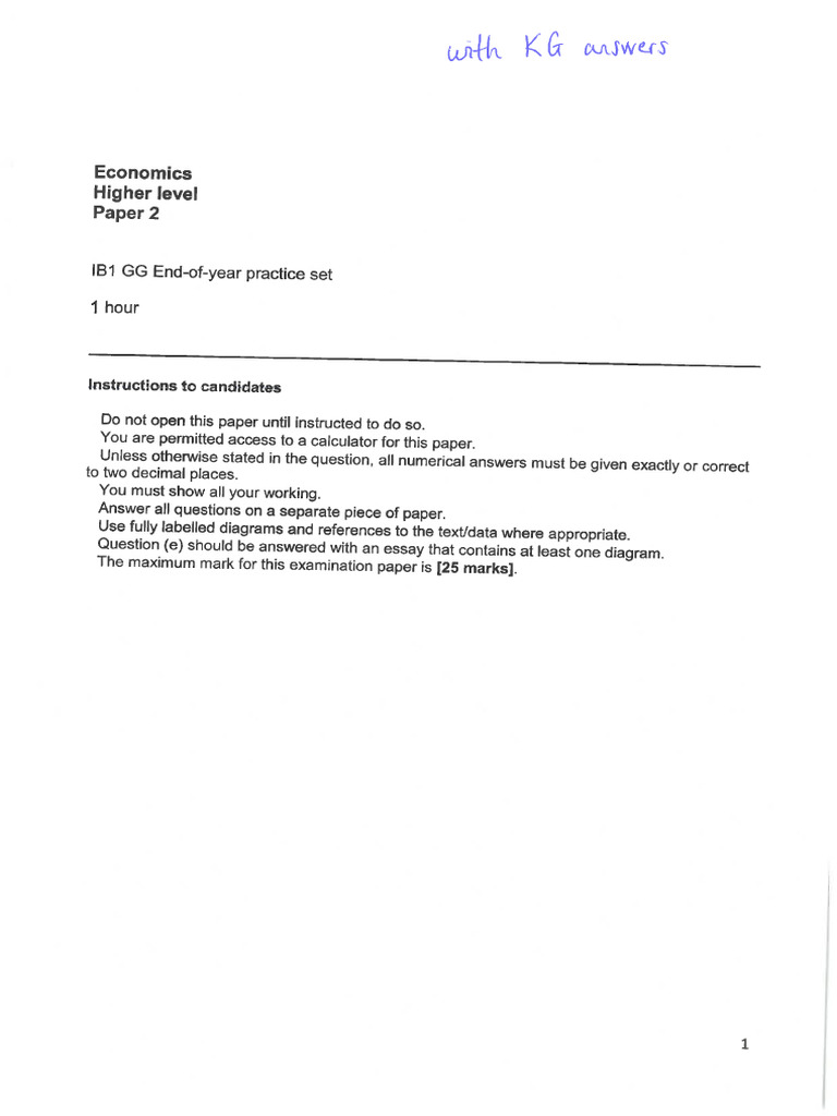 Answers To IB1 End of Year Practice Set | PDF | Gross Domestic Product ...