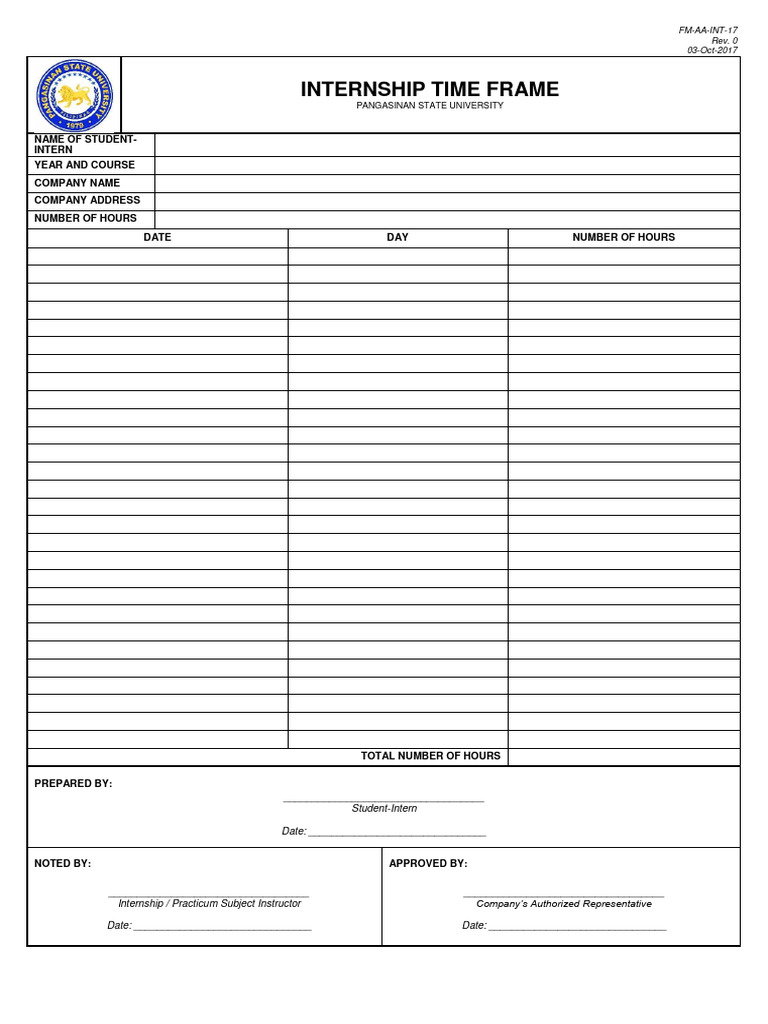 Internship Time Frame Details | PDF