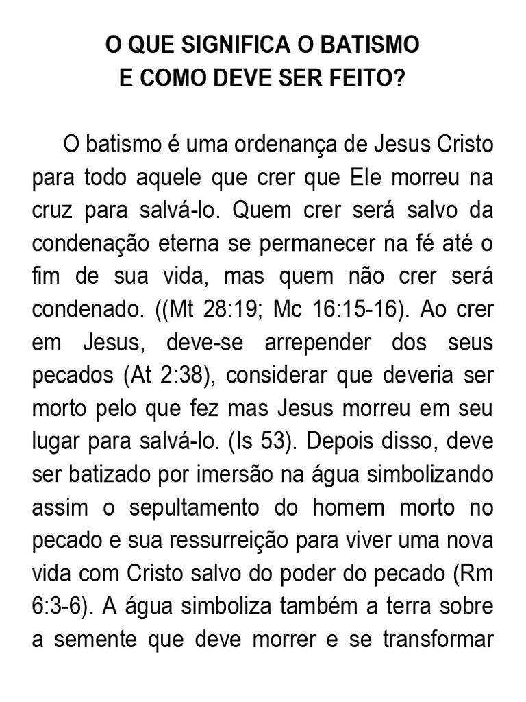 Significado e Prática do Batismo | PDF