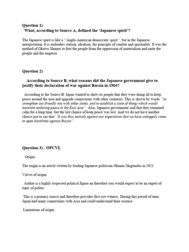 Japan source based practice questions pdf