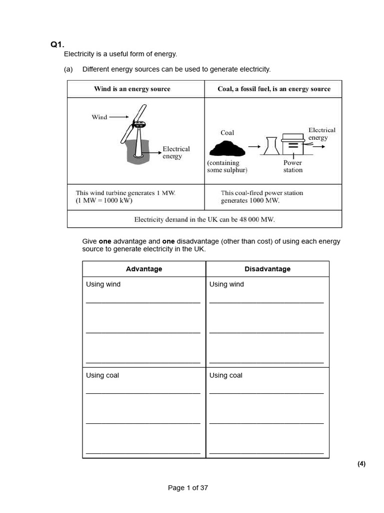 Advantages and Disadvantages of Energy Sources | PDF | Solar Power ...