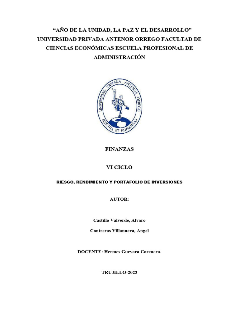 Análisis de Riesgo y Rendimiento en Inversiones | PDF