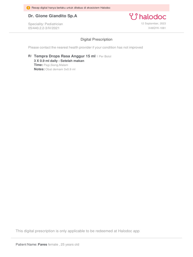 Digital Prescription for Fares - Pediatric Care | PDF