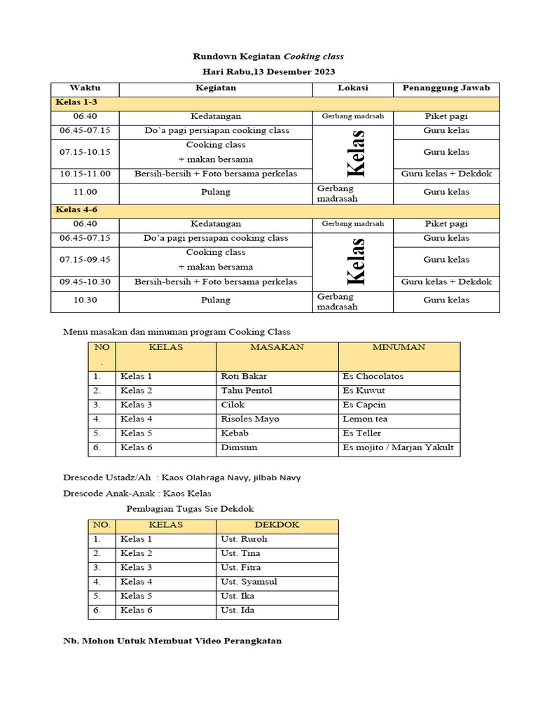 Rundown Cooking Class | PDF