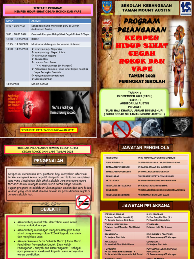 Buku Program PELANCARAN KEMPEN HIDUP SIHAT CEGAH ROKOK DAN VAPE | PDF