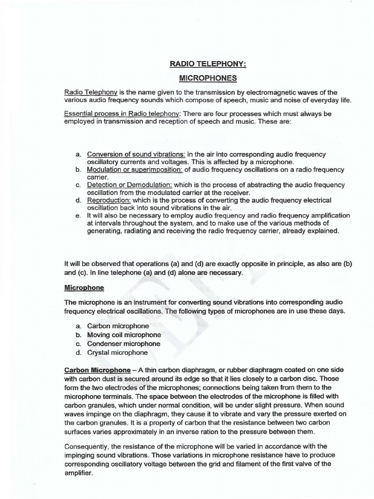 Understanding Radio Telephony Microphones | PDF | Microphone | Radio