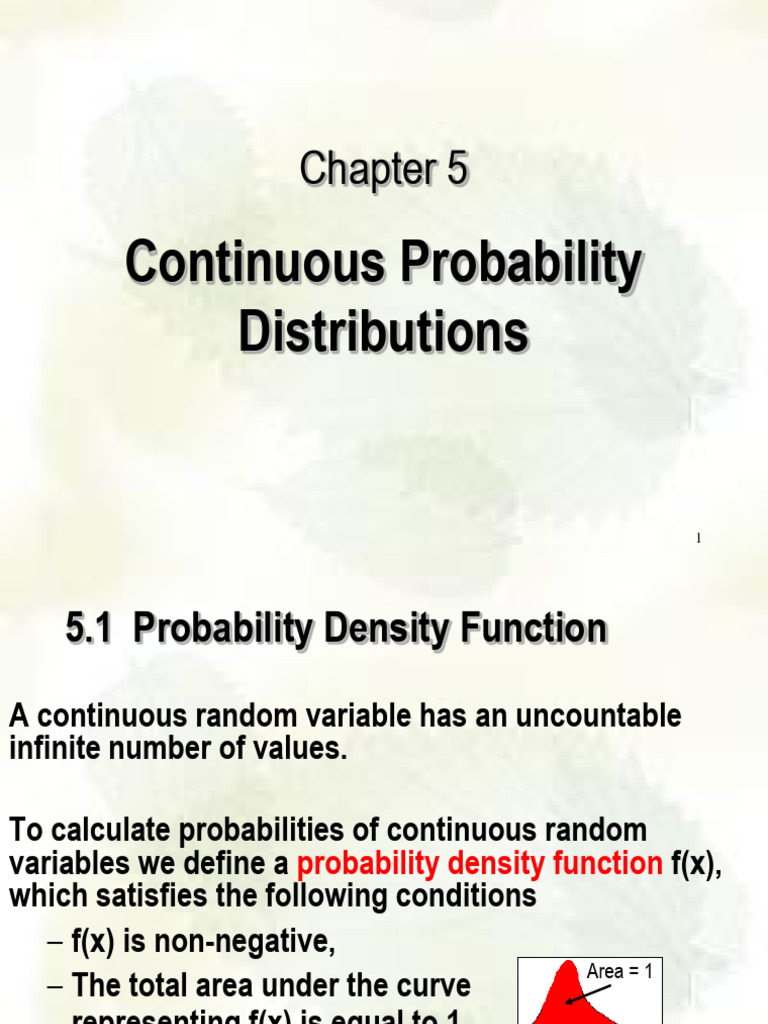 Chapter 5 - Continuous Probability Distribution | PDF | Probability ...