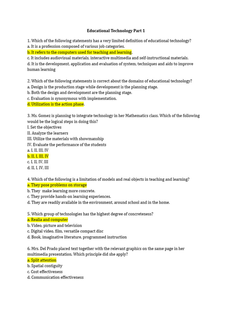 Educational Technology Exam Q&A | PDF
