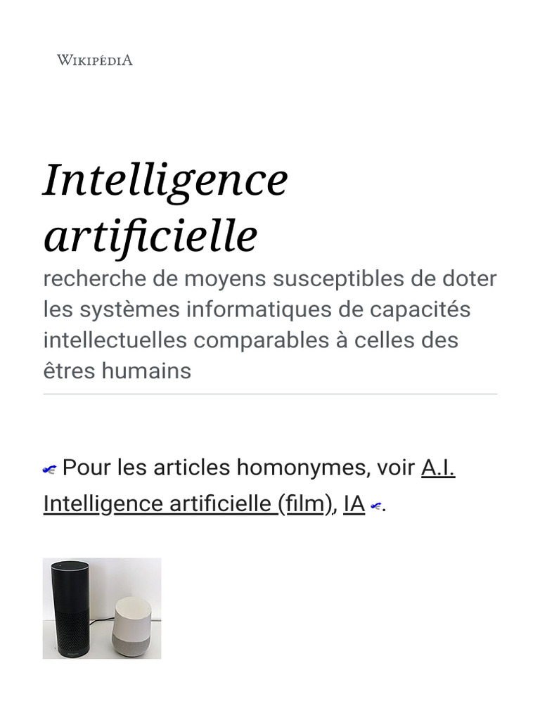 Définition et Histoire de l'IA | PDF | Intelligence artificielle ...