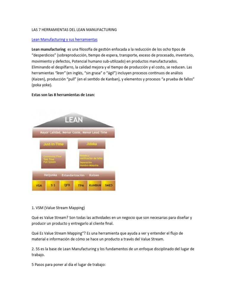 7 Herramientas Clave del Lean Manufacturing | PDF | Lean Manufacturing ...