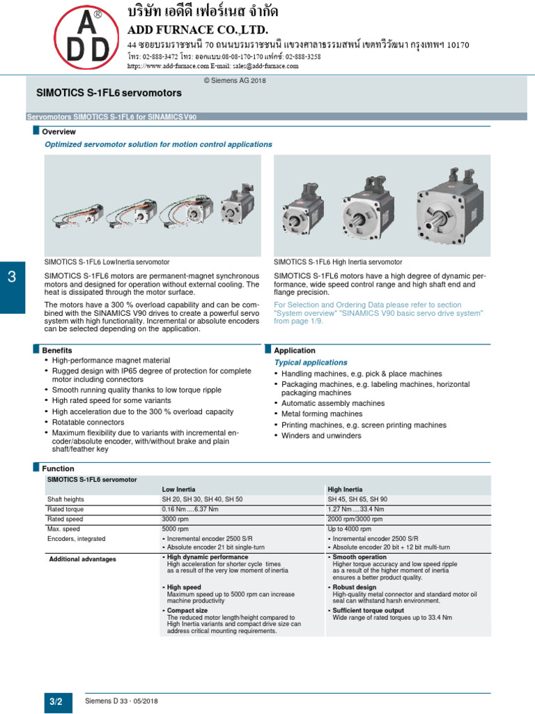 SIMOTICS S-1FL6 Servo Motor Overview | PDF