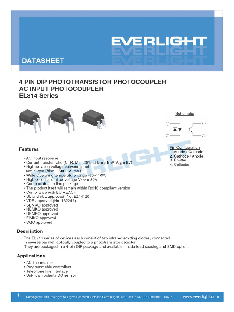 EL814 EverlightElectronics | PDF | Electrical Equipment | Manufactured ...