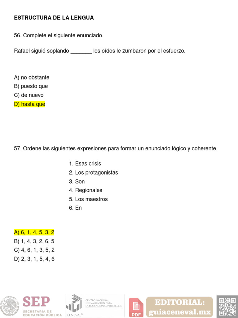 Ejercicios de Lengua y Comprensión | PDF | Artes del Lenguaje y ...