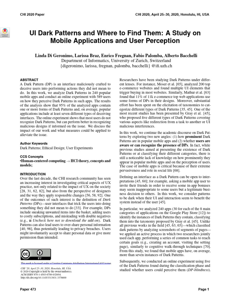 UI Dark Patterns and Where To Find Them: A Study On Mobile Applications ...