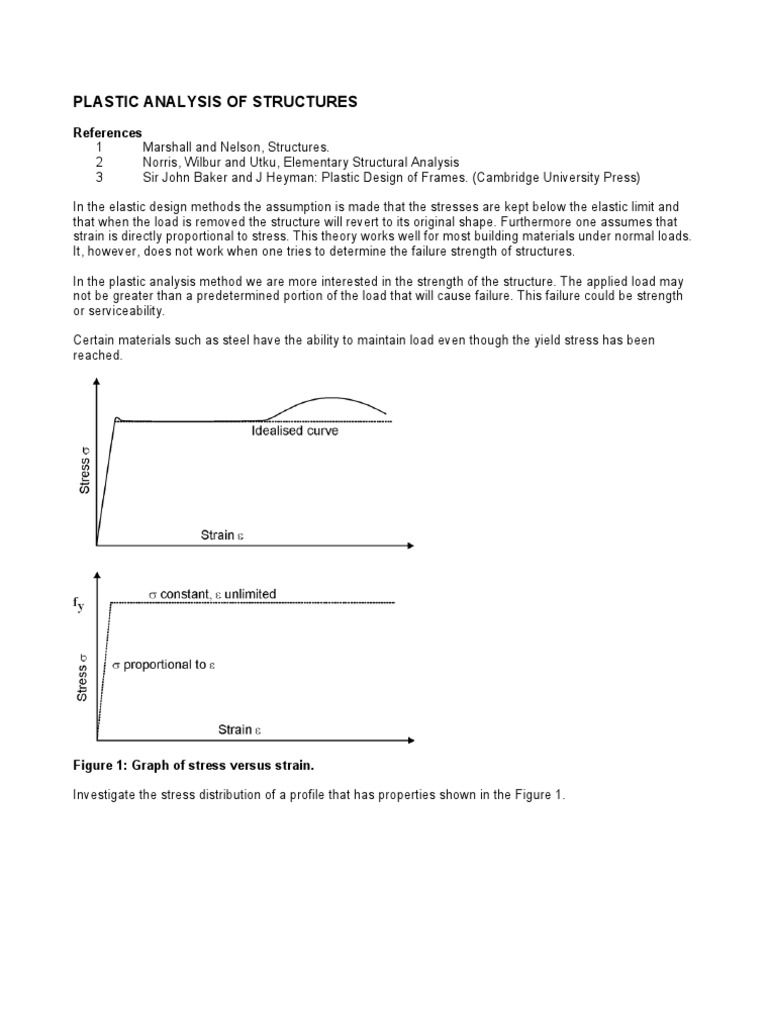 Plastic Analysis of Structures PDF Plasticity (Physics) Bending