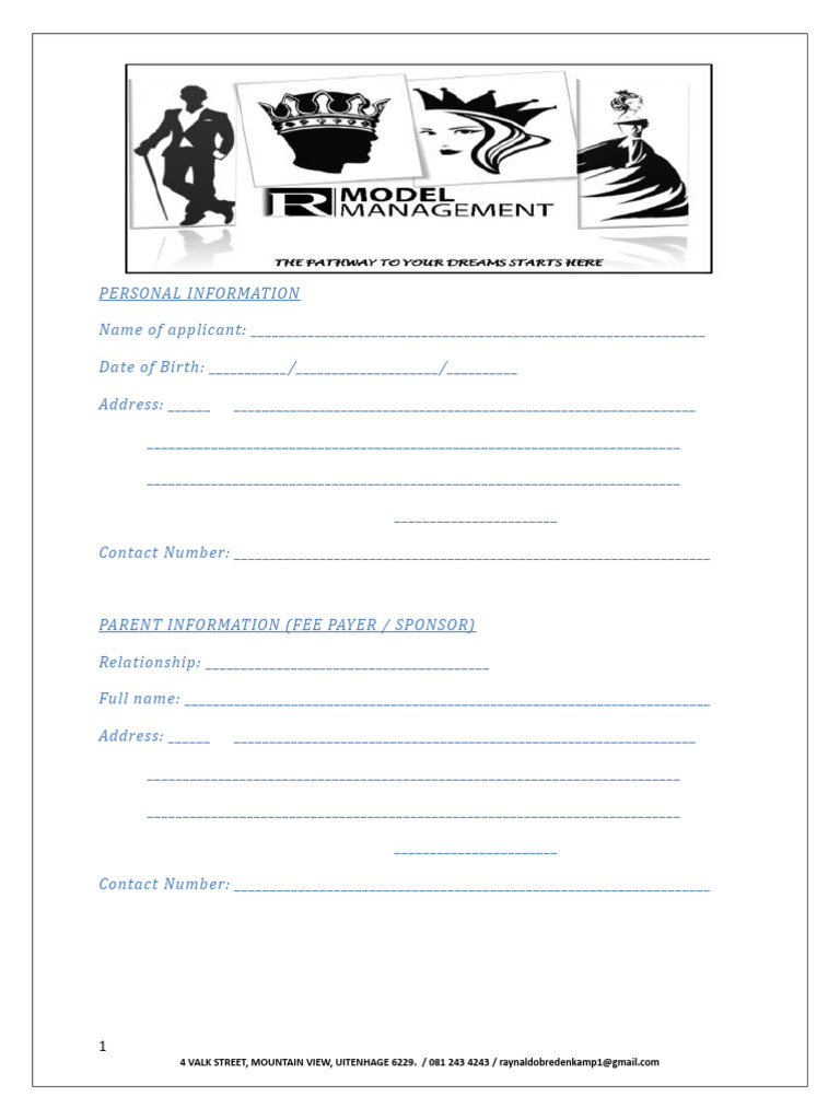 Model Management Contract 2022 | PDF