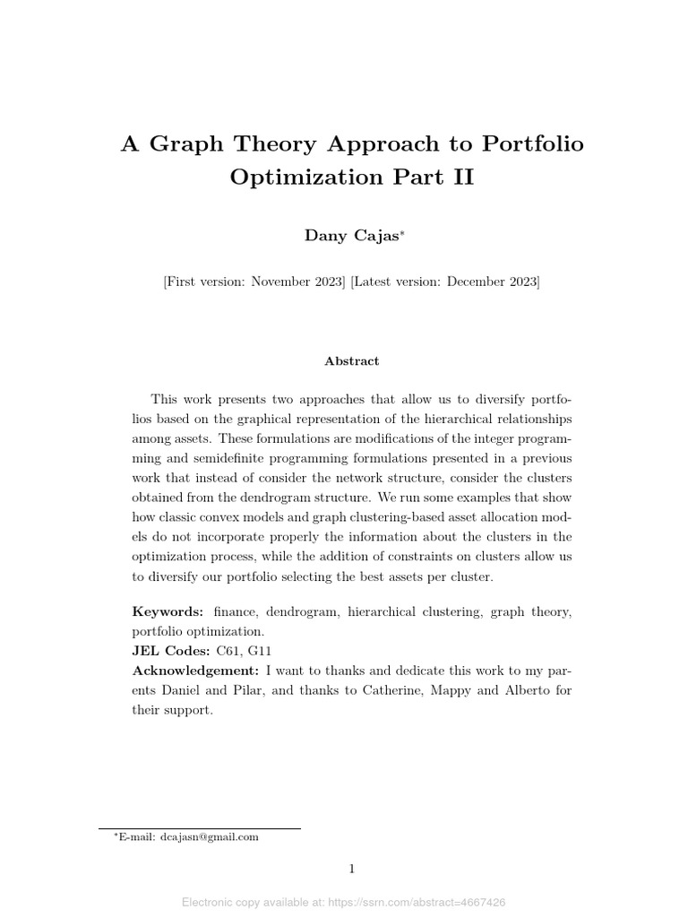 Cajas - A Graph Theory Approach To Portfolio Optimization Part II | PDF