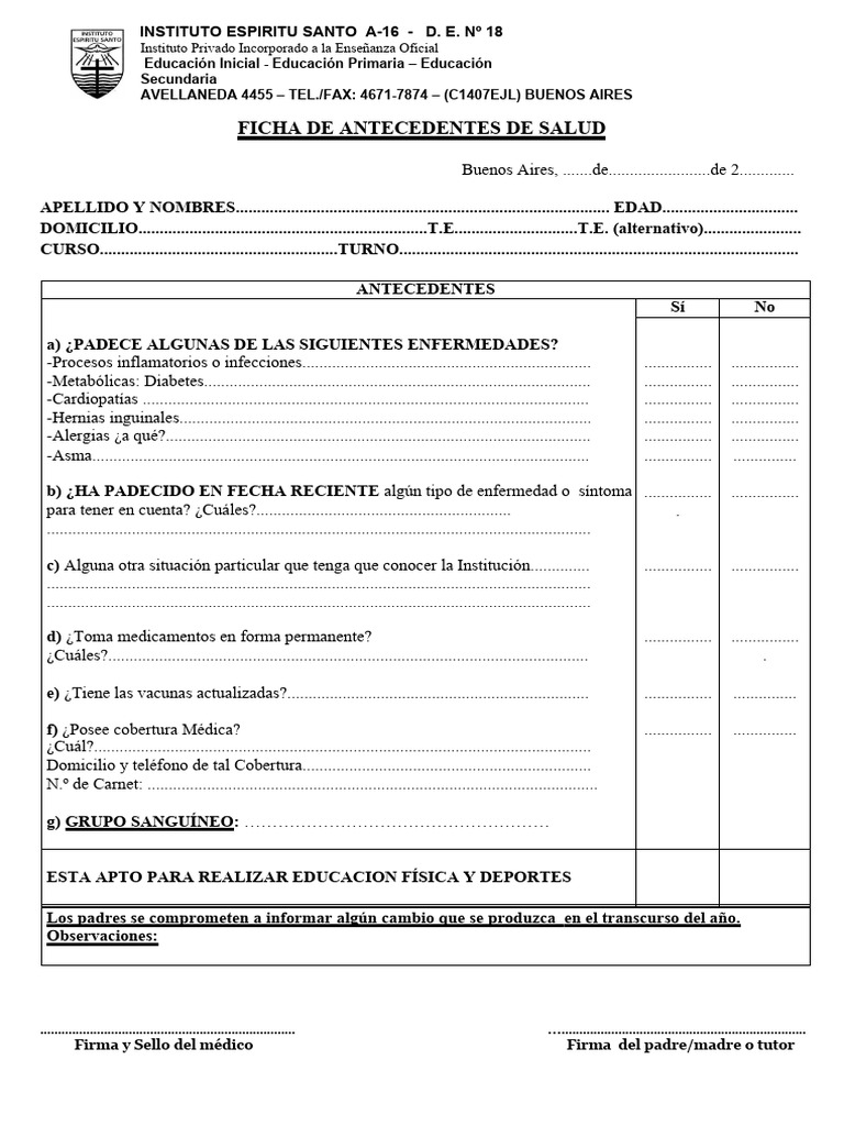 Ficha Medica 20241 PDF Inmunología Cuidado de la salud
