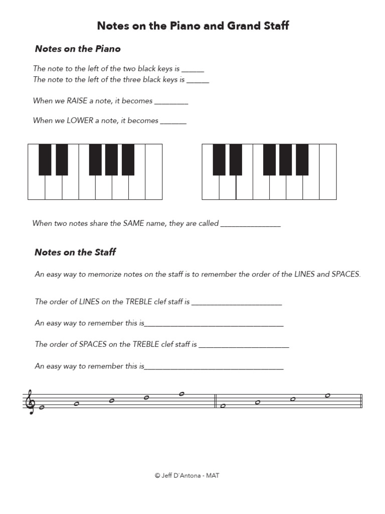 Notes on the piano and grand staff mat jd pdf clef elements