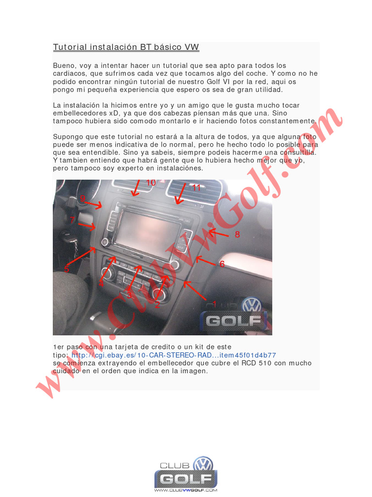 Tutorial Instalación BT Básico VW | PDF
