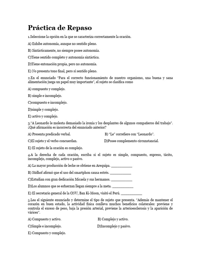 Concordancia y análisis de oraciones | PDF | Asunto (gramática ...
