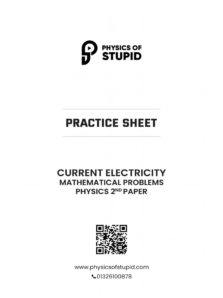 Current Electricity Practice Sheet A4 PDF