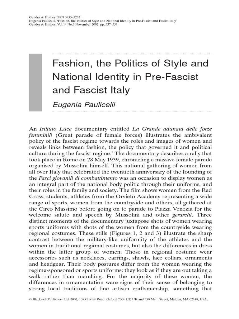 Fashion and Identity in Fascist Italy | PDF | Fashion | Fascism