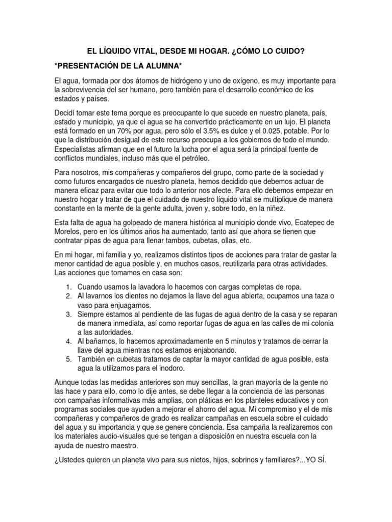 Cuidado del Agua en el Hogar | PDF | Agua