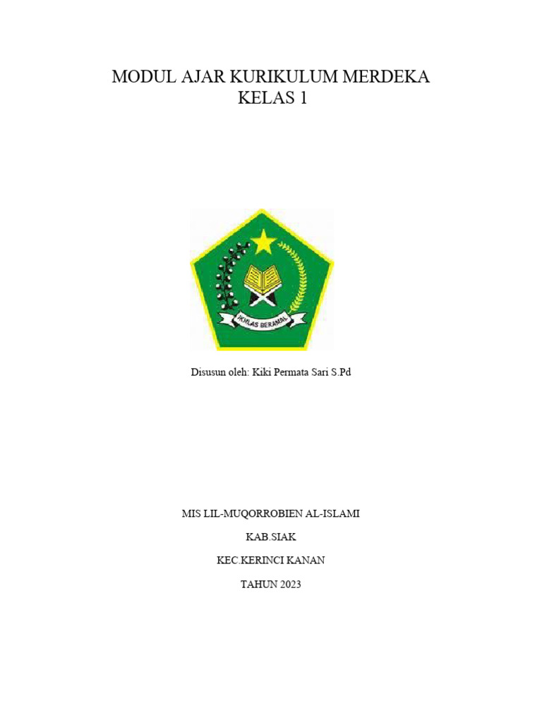 Modul Ajar Kurikulum Merdeka Kelas 1 | PDF