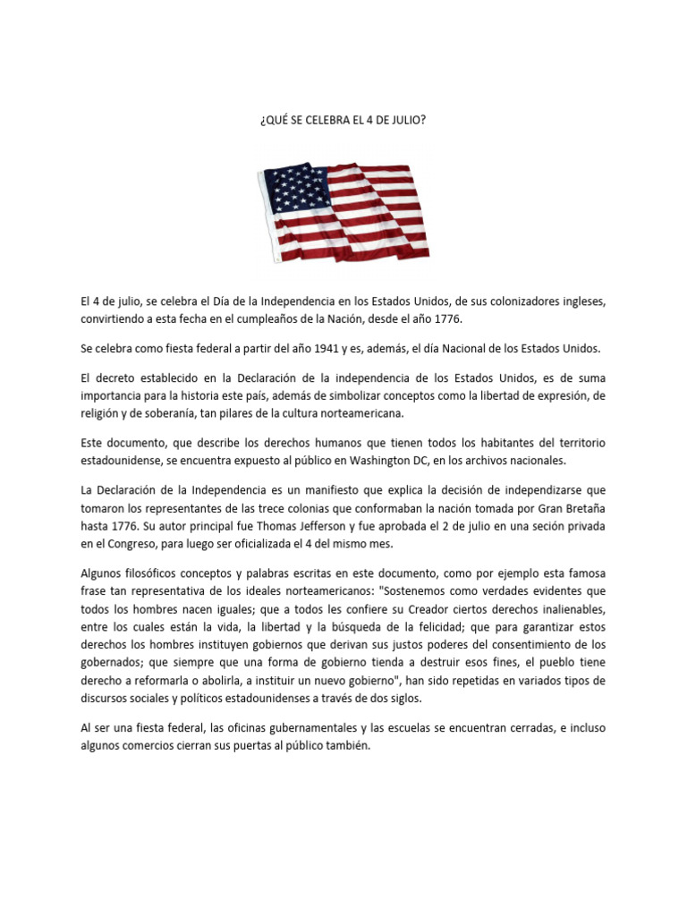 Qué Se Celebra El 4 de Julio | PDF | Política