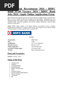HDFC Bank Recruitment 2024 Notification - 231219 - 133601