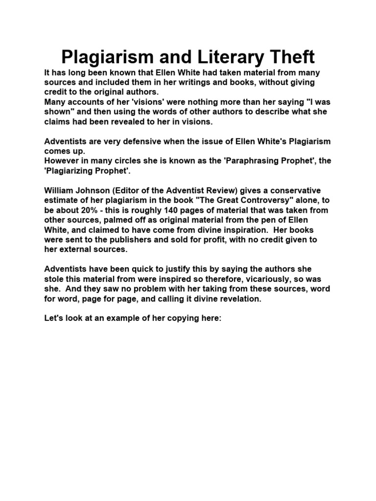 Plagiarism And Literary Theft Pdf Plagiarism Theft