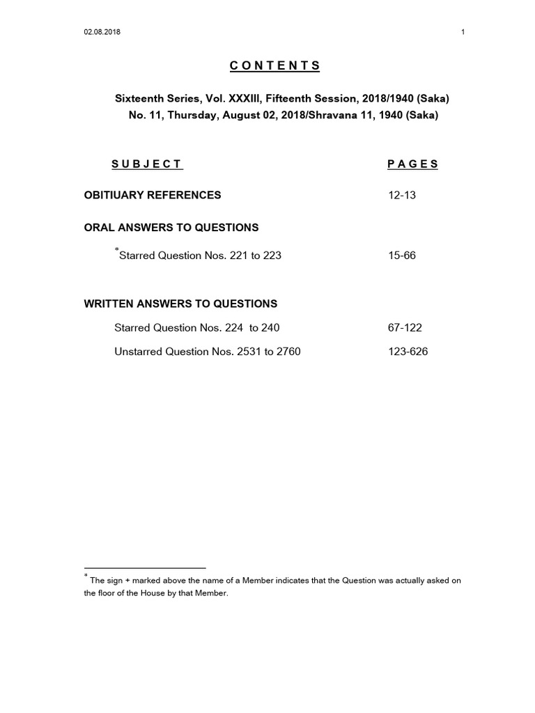 Lok Sabha Proceedings Summary - Aug 2018 | PDF | Science & Mathematics