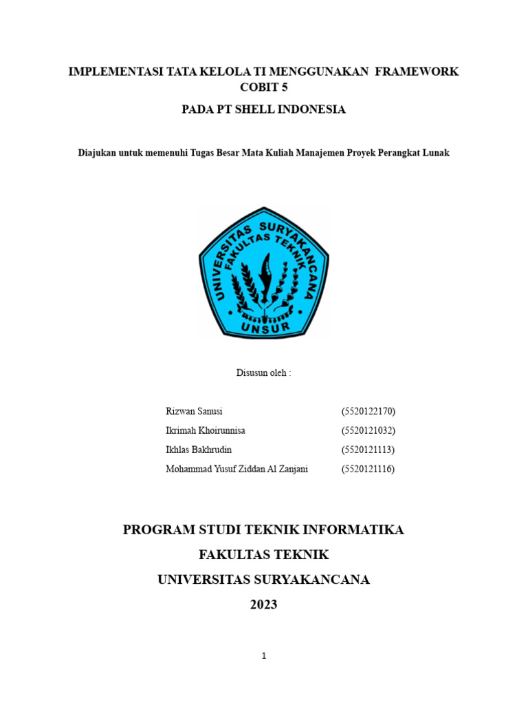 Tata Kelola TI COBIT 5 di Shell Indonesia | PDF | Komputer | Teknologi ...