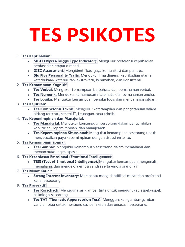Tes Psikotes | PDF
