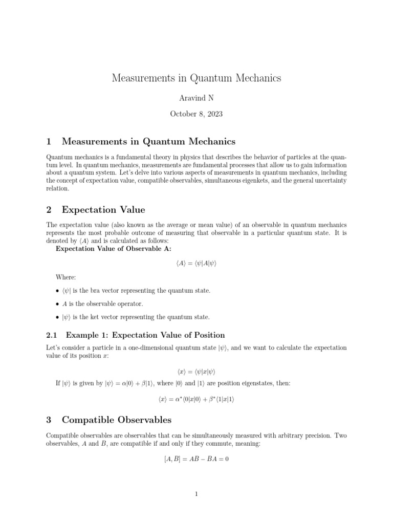 Quantum Measurements and Uncertainty | PDF | Uncertainty Principle ...