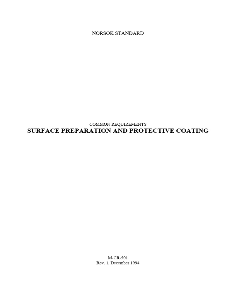 Norsok Standard Common Requirements Surface Preparation and Protective ...