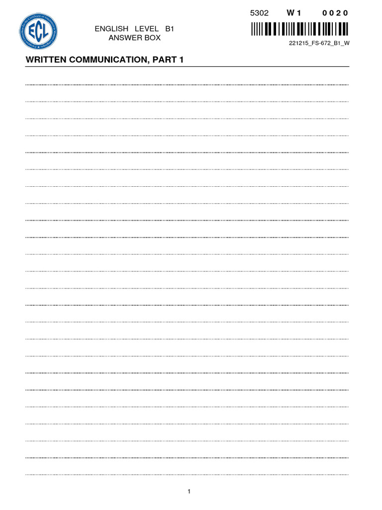 En AnswerSheet Writing B1 | PDF