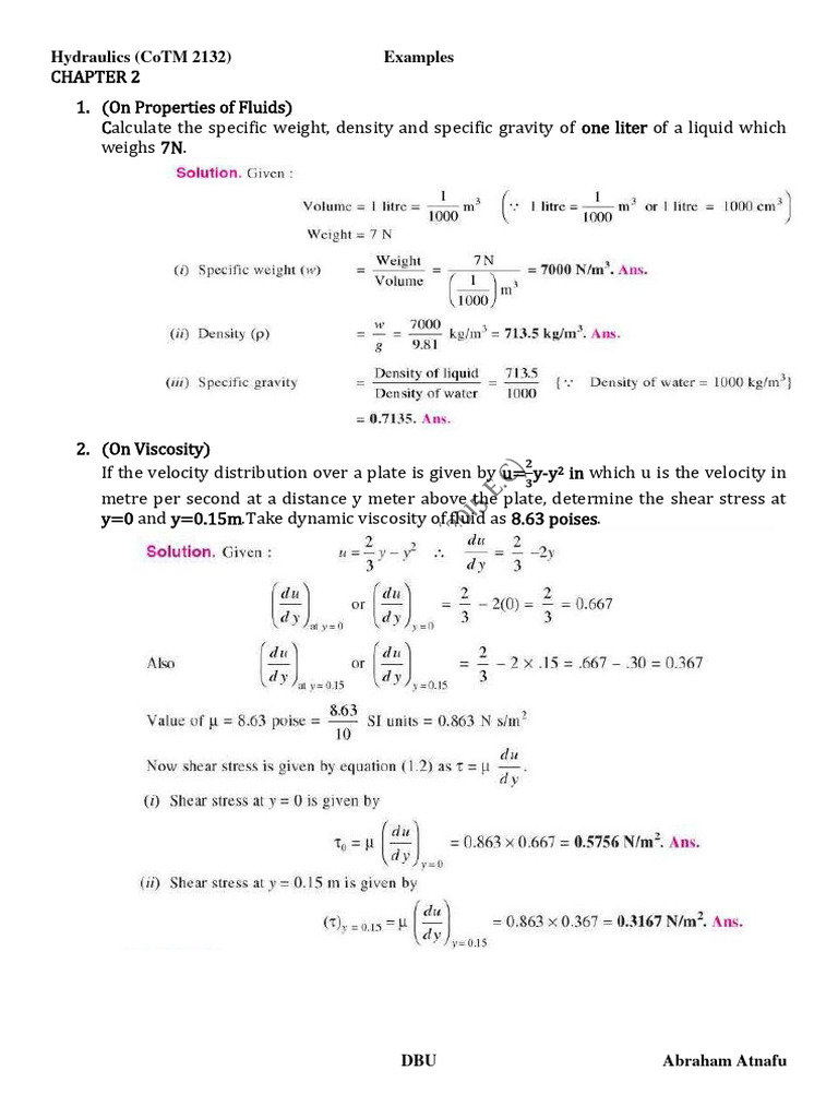 Hydraulics Examples PDF Buoyancy Pressure