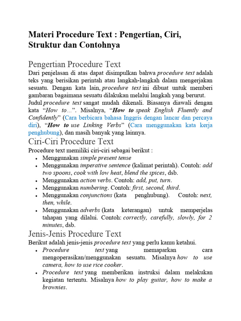 Materi Procedure Text | PDF | Karier & Perkembangan | Komputer