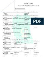 Ôn Tập Giữa Học Kì I - Unit 2 - Test 2